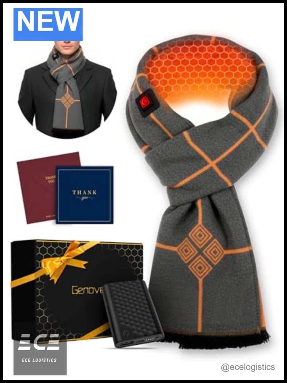 Graphene Heated Scarf Rechargeable Electric Neck Heating Shawl Winter Accessory